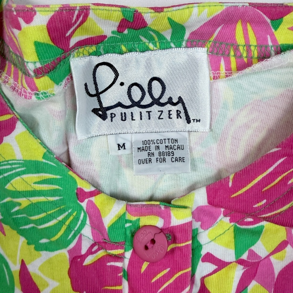 VTG 80s 90s White Tag Lilly Pulitzer Tulip Print Cotton Romper Sz M RARE Luxury